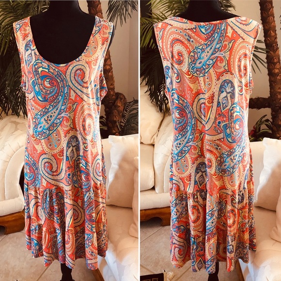 MSK Dress Sleeveless Paisley Orange Multi - Picture 7 of 7